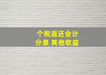 个税返还会计分录 其他收益